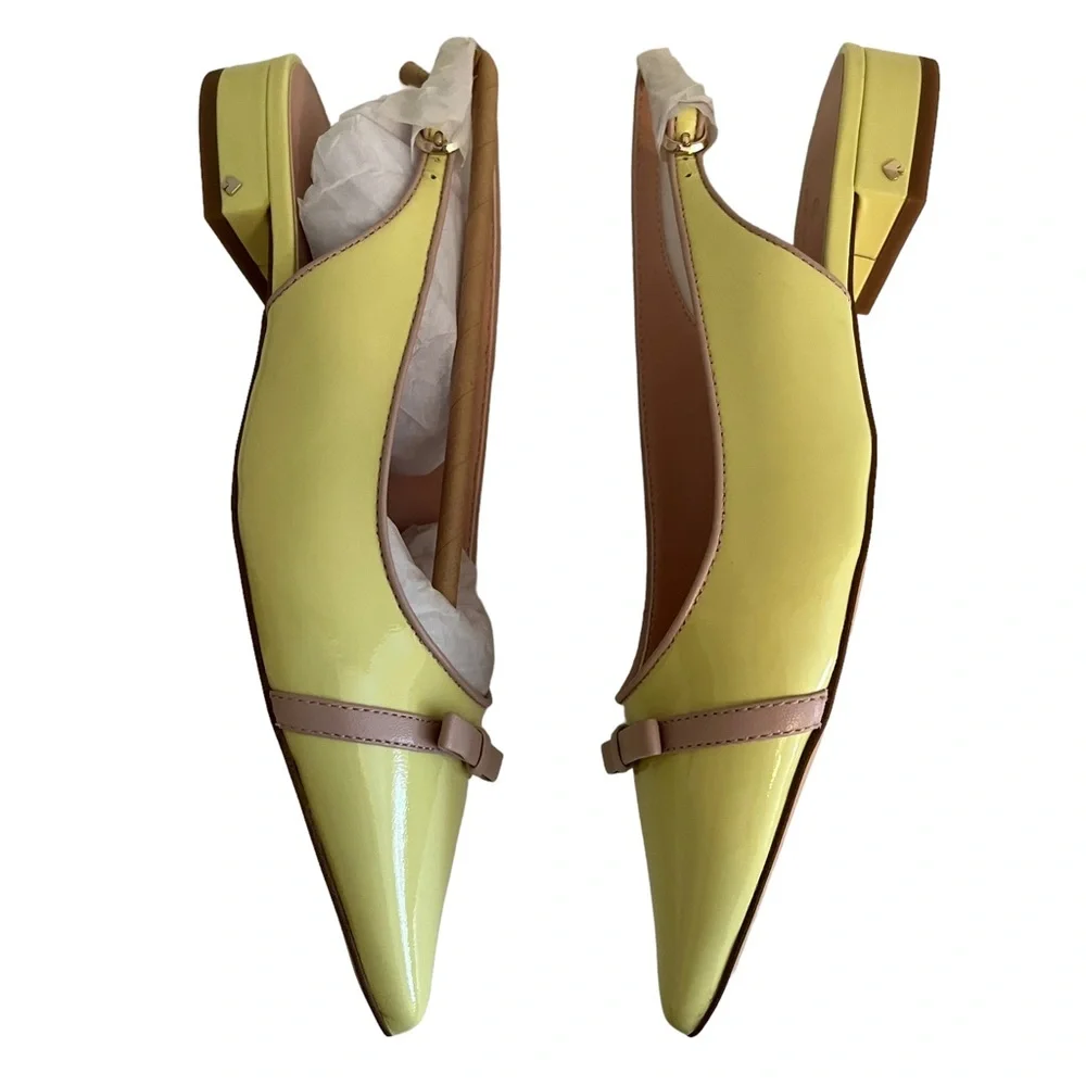 Kate Spade "Antibes" Sling Back Pointed Toe Flat in Lemon Sorbet 6.5 NEW - Picture 11 of 15